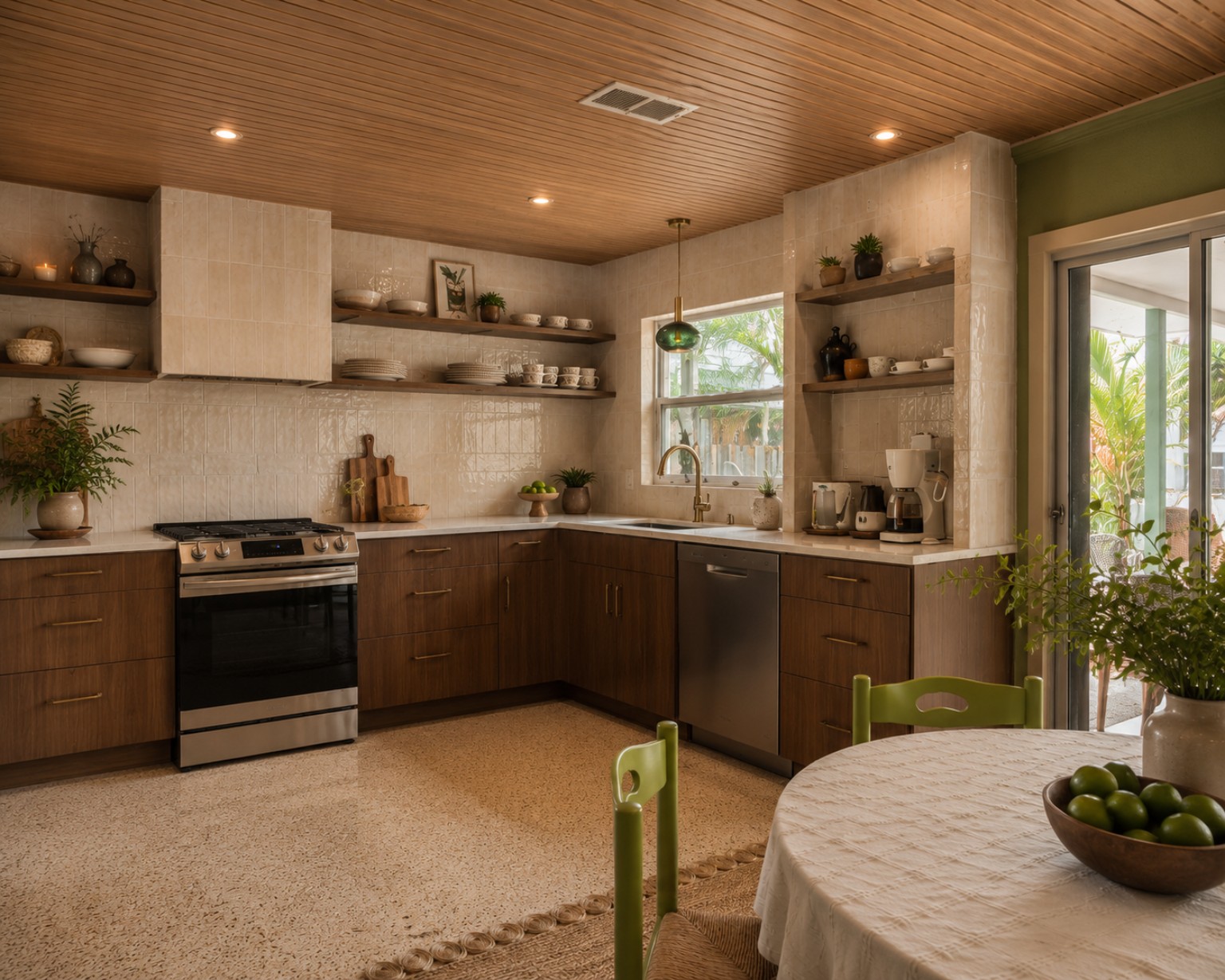 Warm modern Florida kitchen